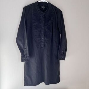 LUCKY BRAND Women's Black Denim Popover Dress Floral‎ Embroidery Sz XS $119